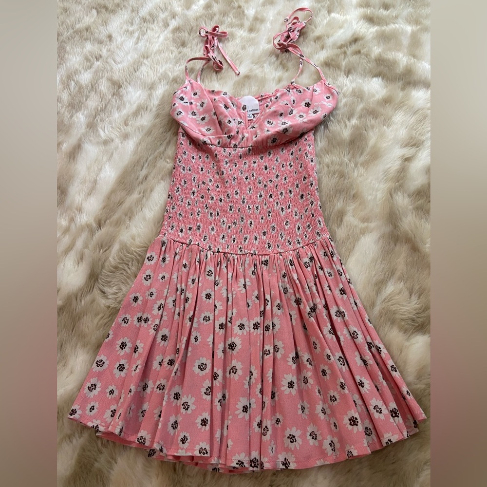 Pink/brown floral dress, size S